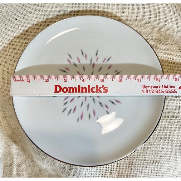 ROYAL JACKSON Festival Parisienne 8 1/4 inch MCM pink gray petals salad plate - Picture 3 of 5